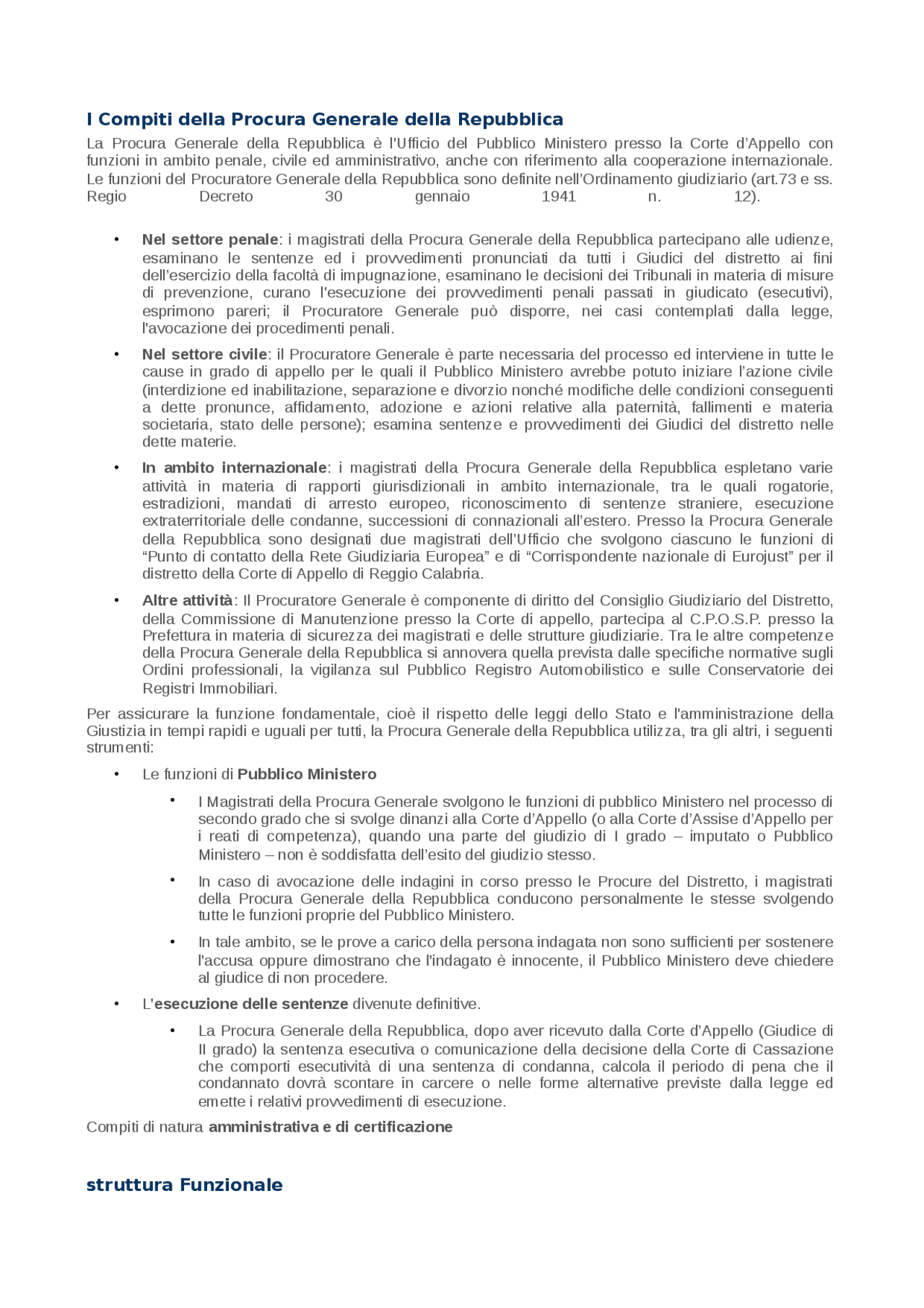 I compiti della procura generale - Docsity