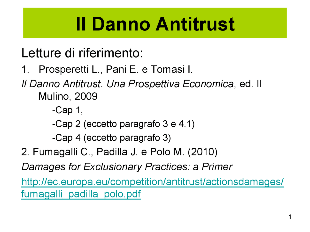 Danno antitrust linee guida | Dispense di Economia Politica | Docsity