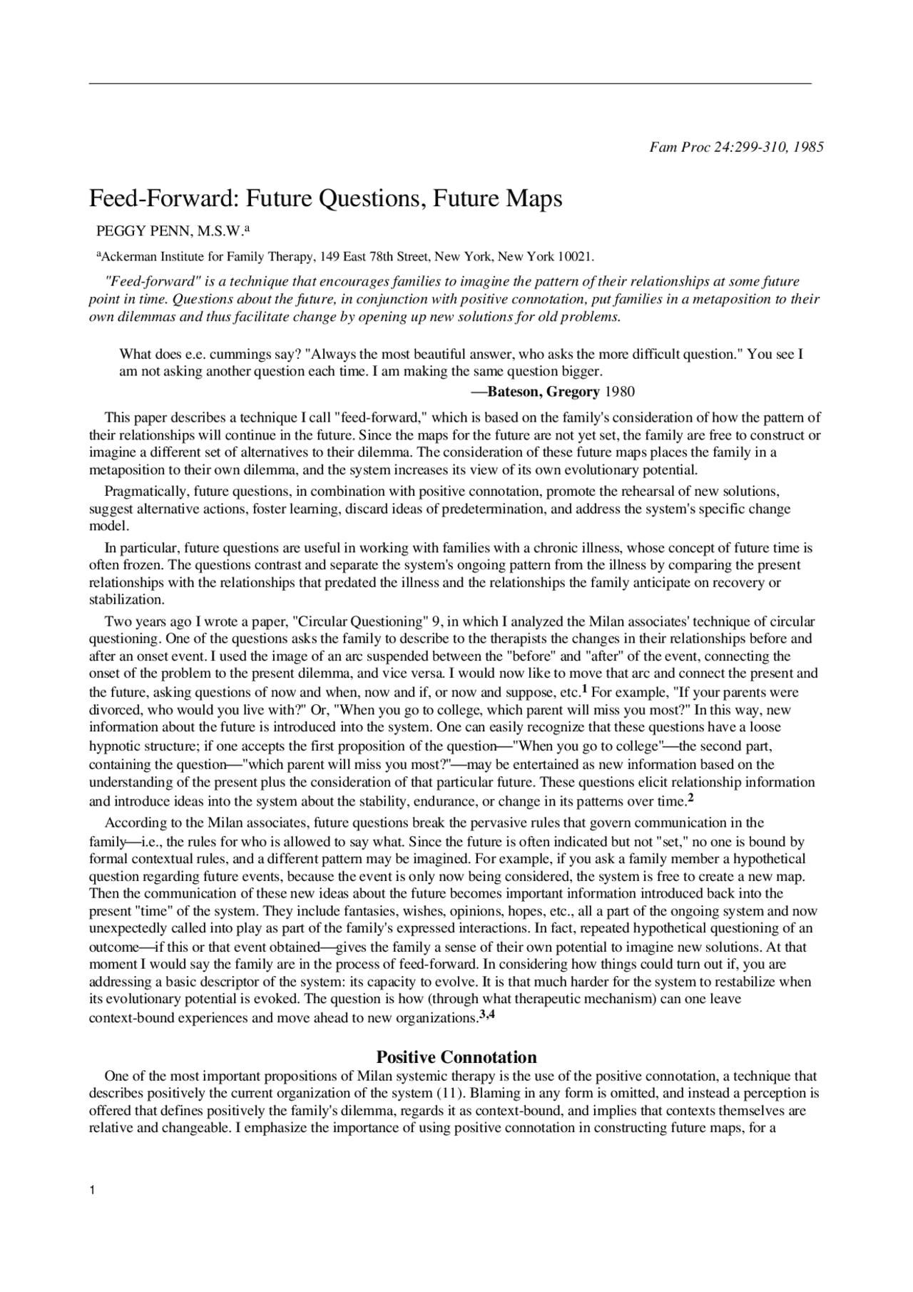 Feed-Forward: Future Questions, Future Maps - Docsity