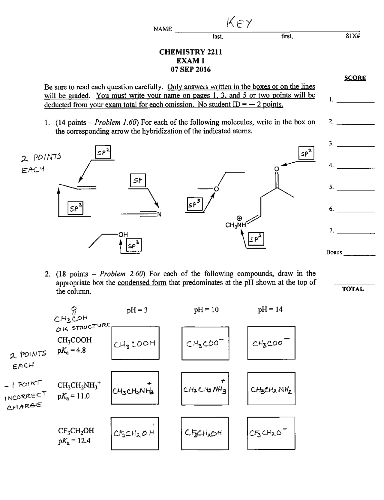 Syllabus for Exam - Modern Organic Chemistry I | CHEM 2211 - Docsity