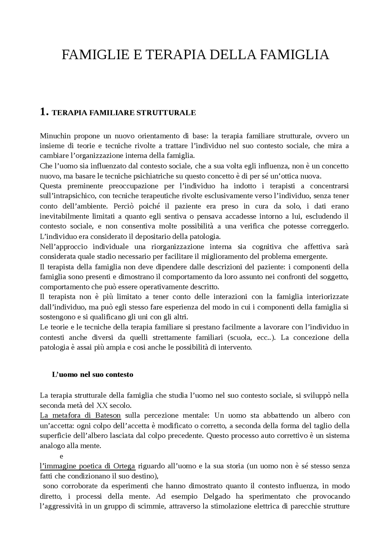 Famiglie E Terapia Della Famiglia Salvador Minuchin Docsity