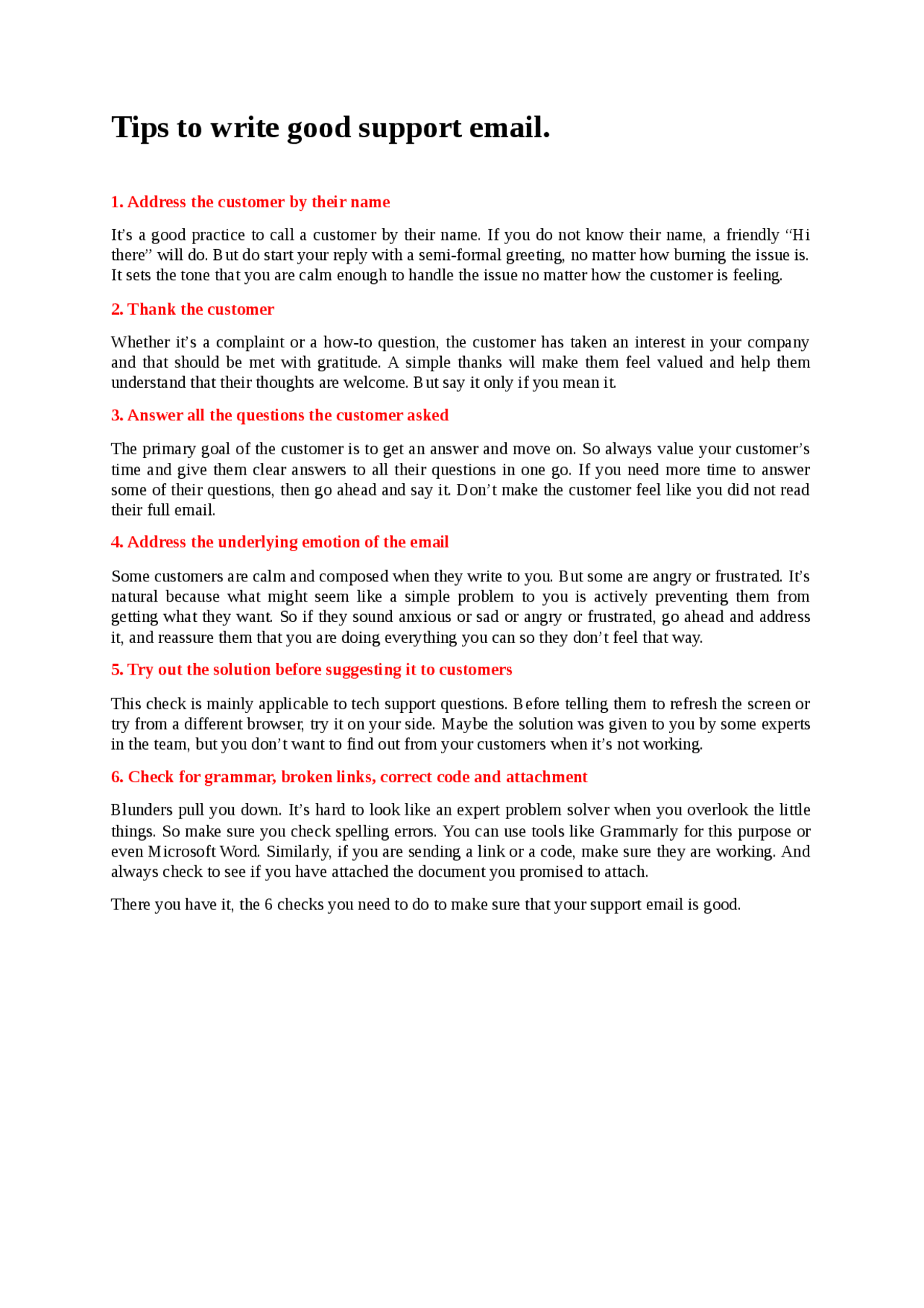 Tips to write good support email - Docsity