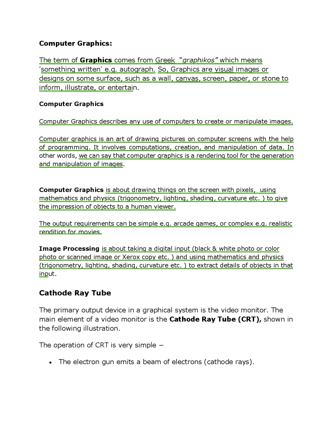 Computer Graphics Notes Brur - Docsity
