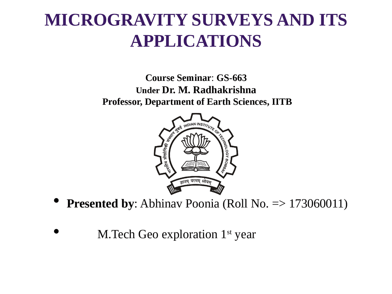 MICROGRAVITY SURVEYS AND ITS APPLICATIONS - Docsity