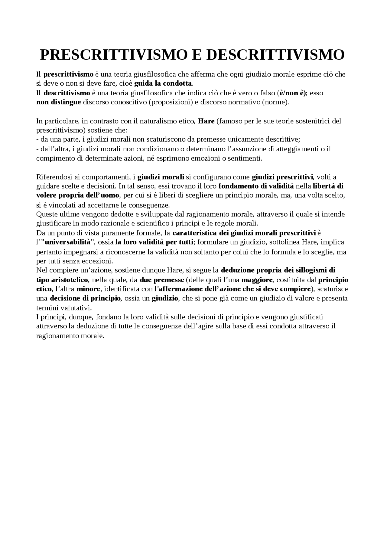 Prescrittivismo e descrittivismo.docx Docsity