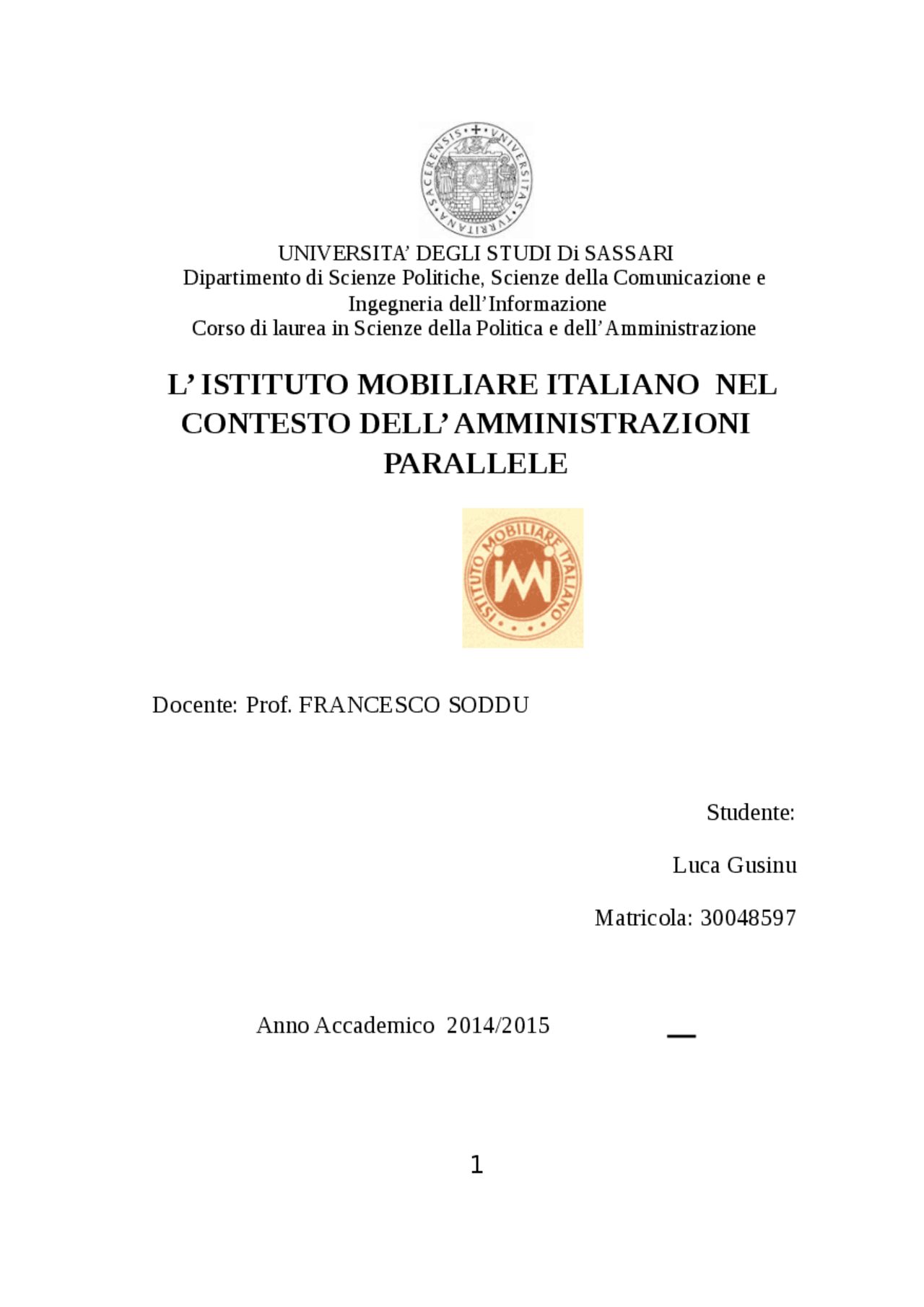 Istituto mobiliare italiano Docsity