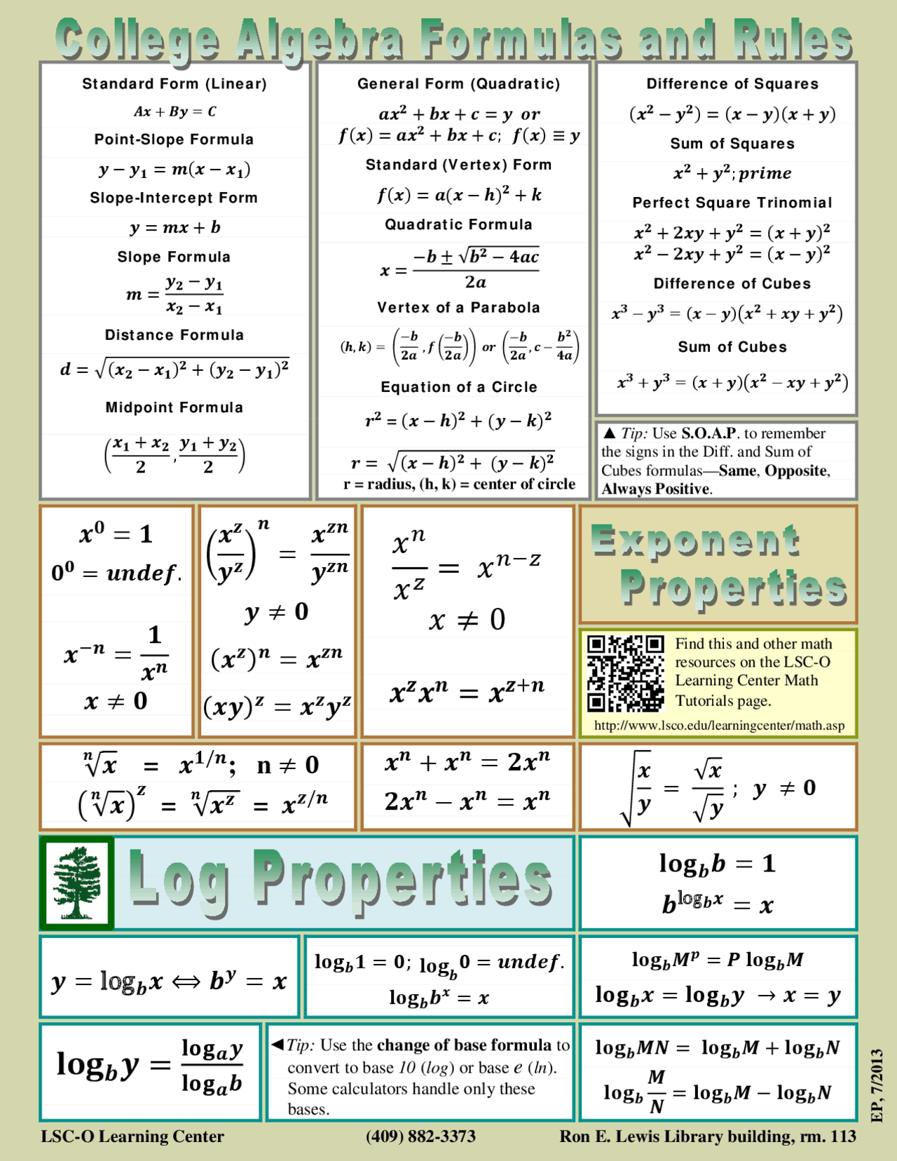 Algebra Formulas Question Algebra Formulas and techniques | Exercises Mathematics | Docsity
