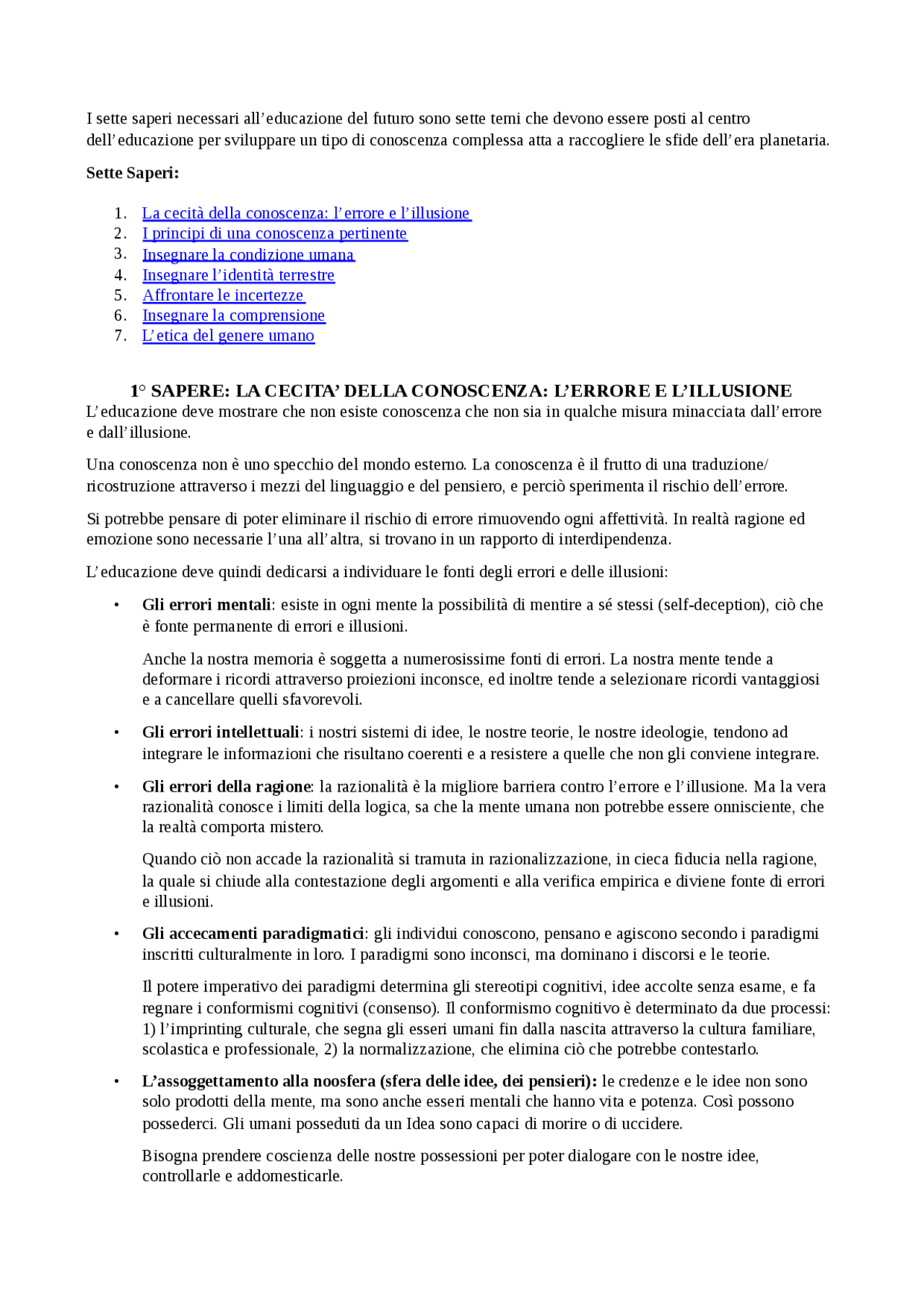 I Sette Saperi Necessari All'educazione Del Futuro Pdf