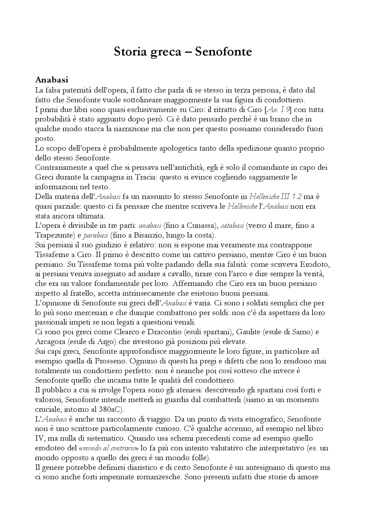 Senofonte, la vita e le opere Docsity