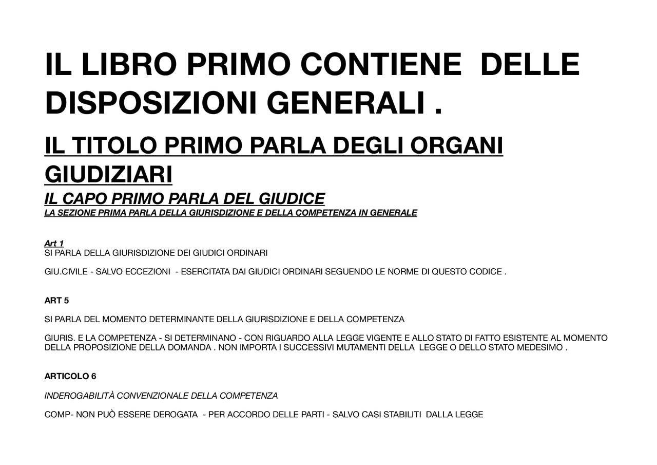 SEZIONE I CAPO I TITOLO I LIBRO I CPC Docsity