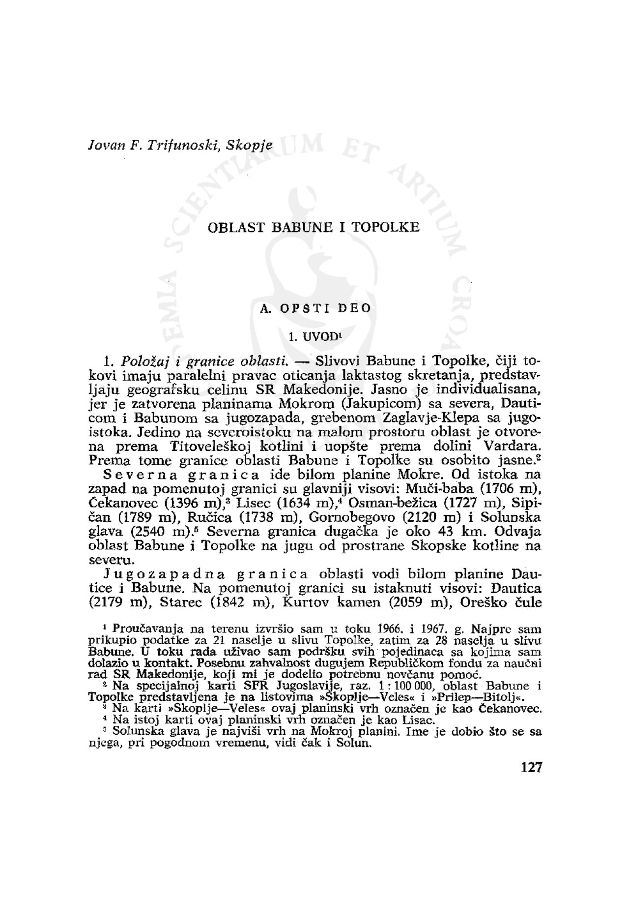 Jovan Trifunoski Oblast Babune I Topolke Vodici Projekti Istrazivanja Predlog Istorija Balkanskih Odnosa Docsity