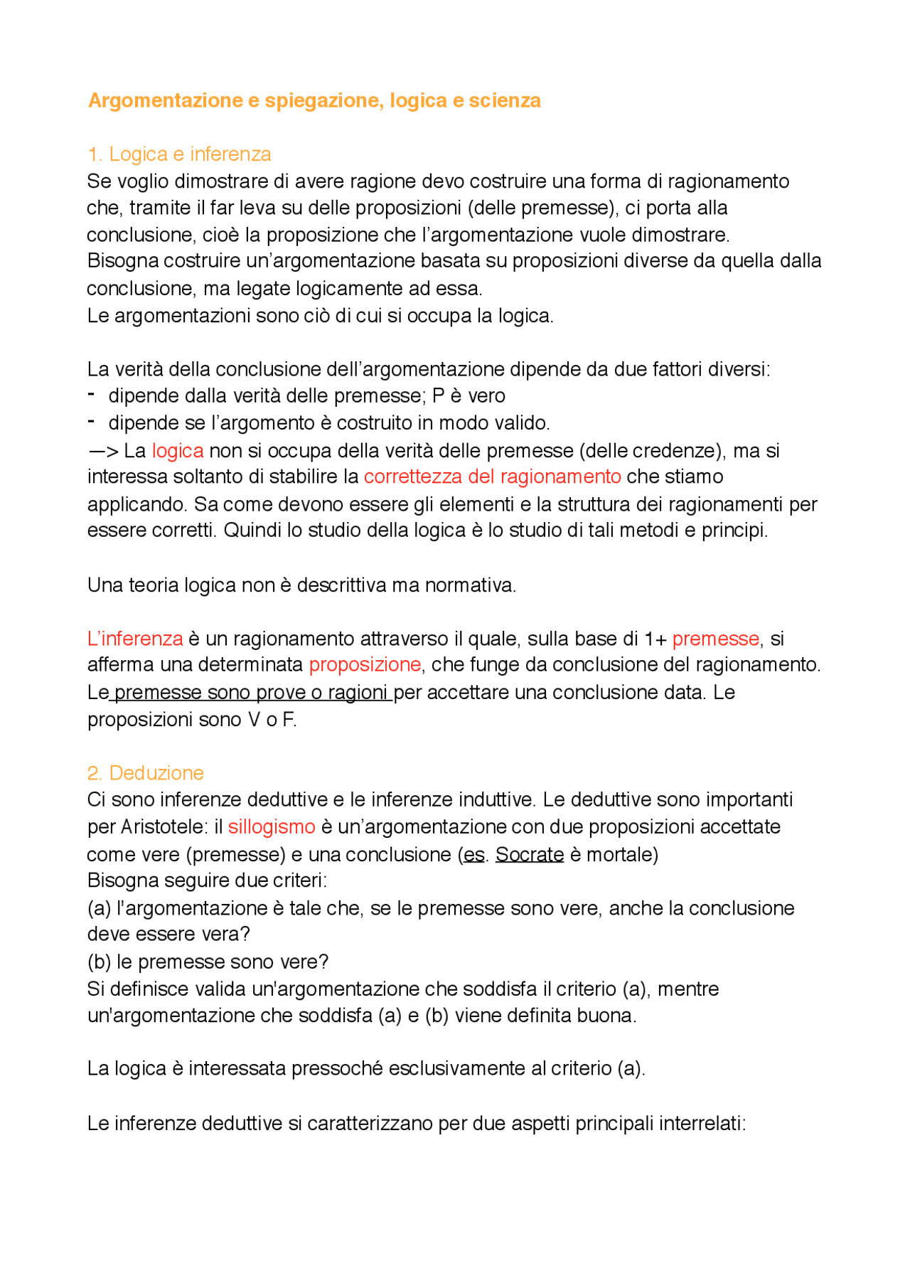 Spiegazione logica e inferenza Appunti di Filosofia della Scienza