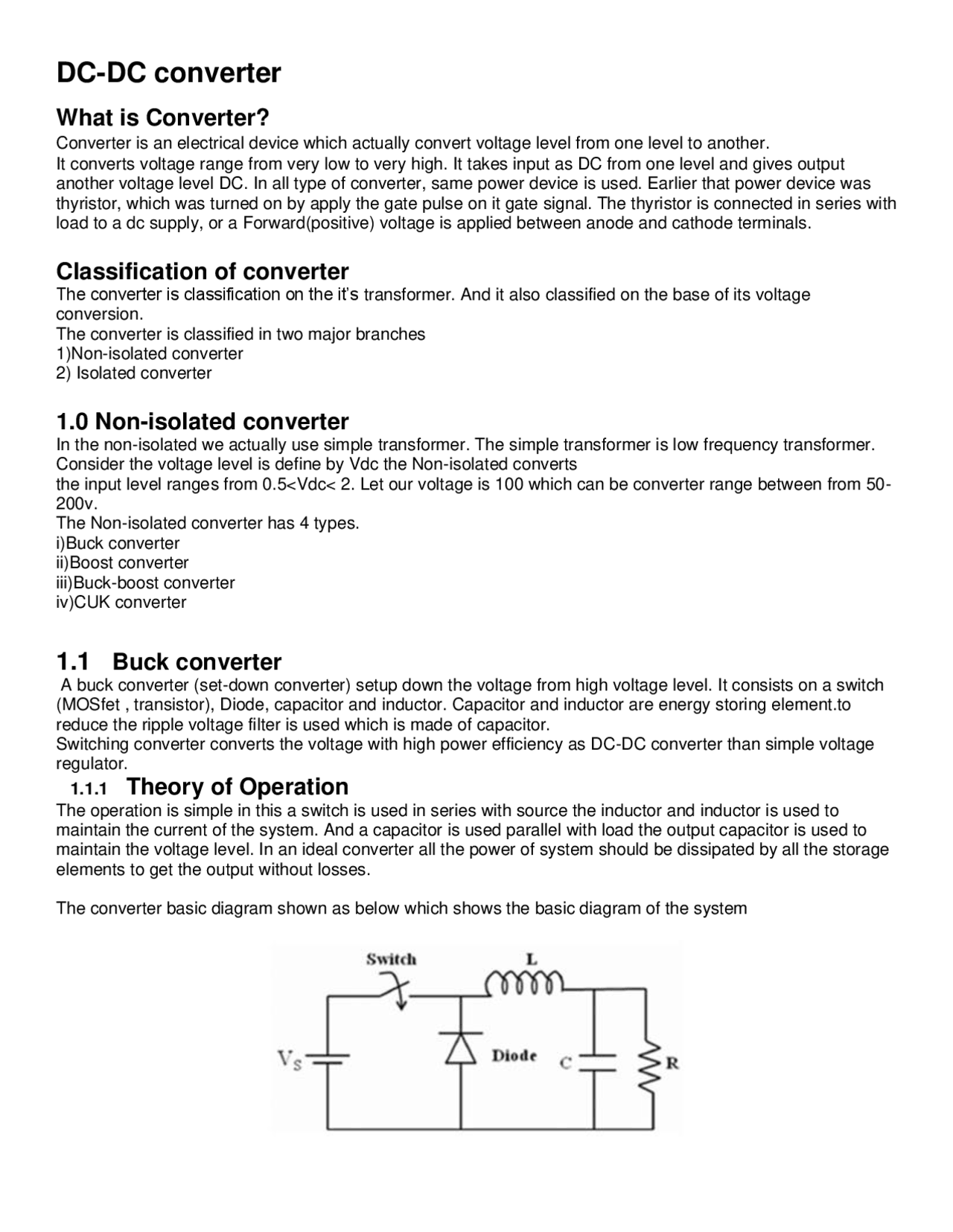 DC-DC CONVERTER WITH BASIC TECHNIQUES AND ITS TYPES - Docsity