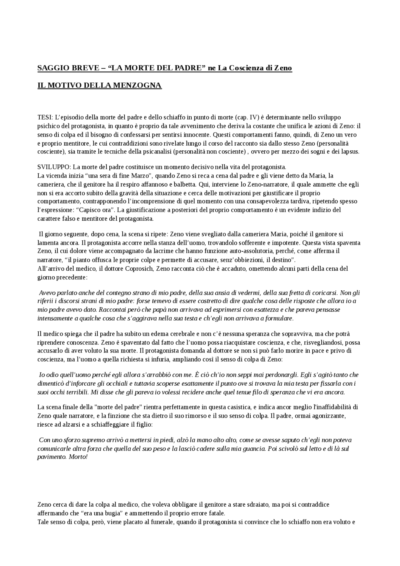 La morte del padre ne La morte del padre ne