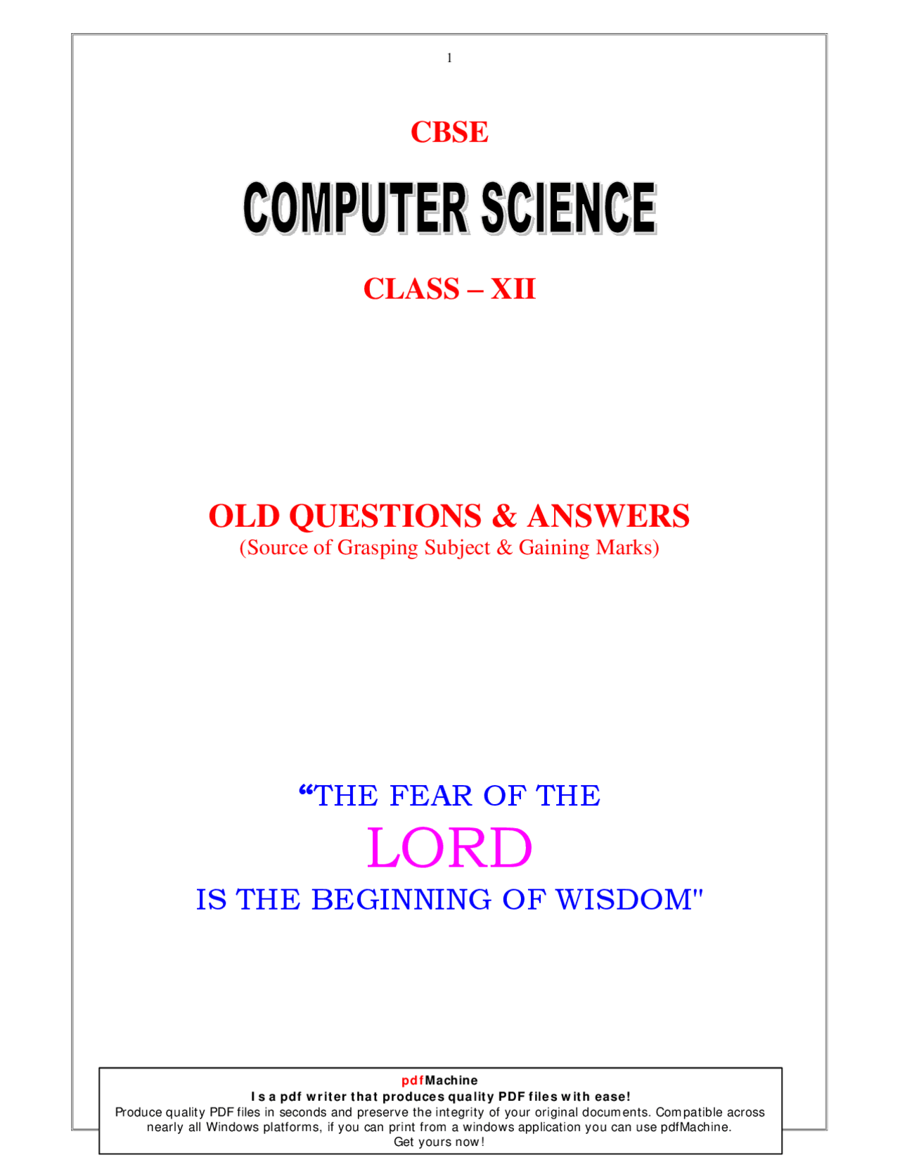 CBSE +2 CS QUESTION BANK - Docsity