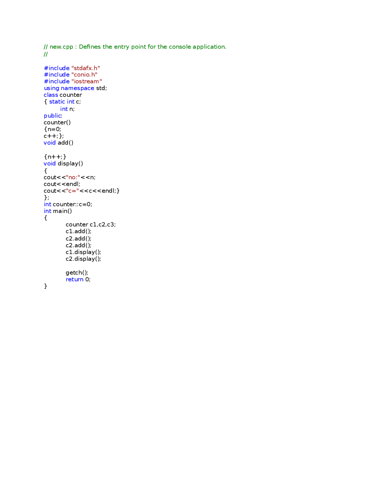 Program about constructor in c++ - Docsity