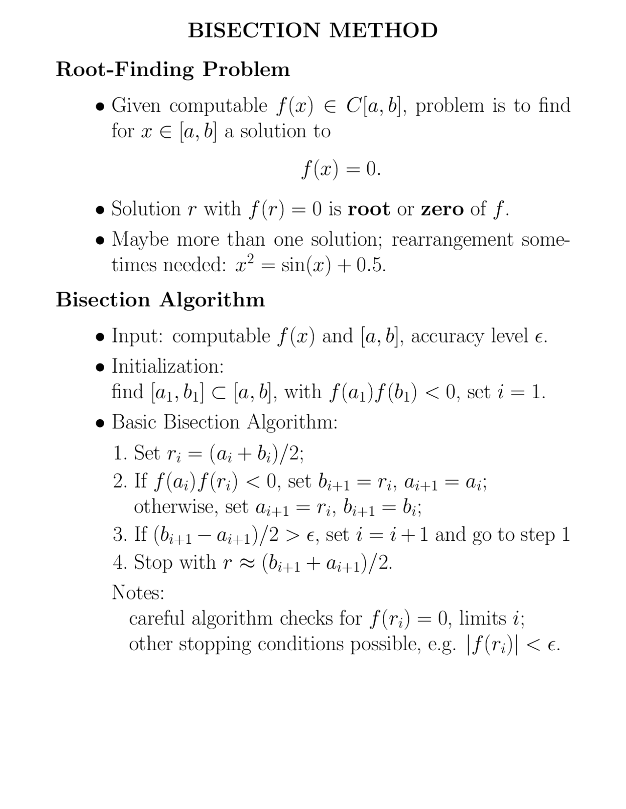 Bisection Method of analysis - Docsity