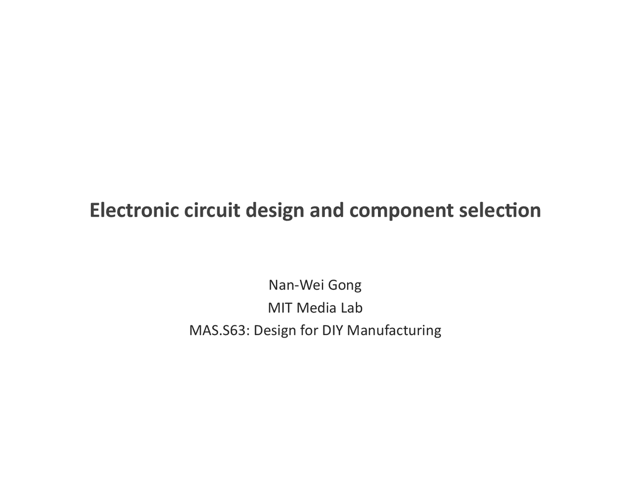 ELECTRONIC CIRCUIT DESIGN Circuit Diagram