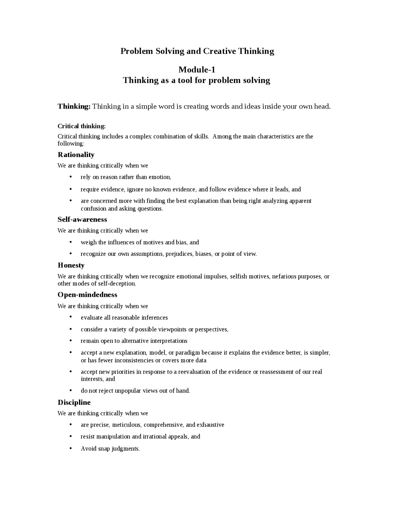Notes And Problem Solving Problem Solving and Critical Thinking | Study notes Behavioural Science ...