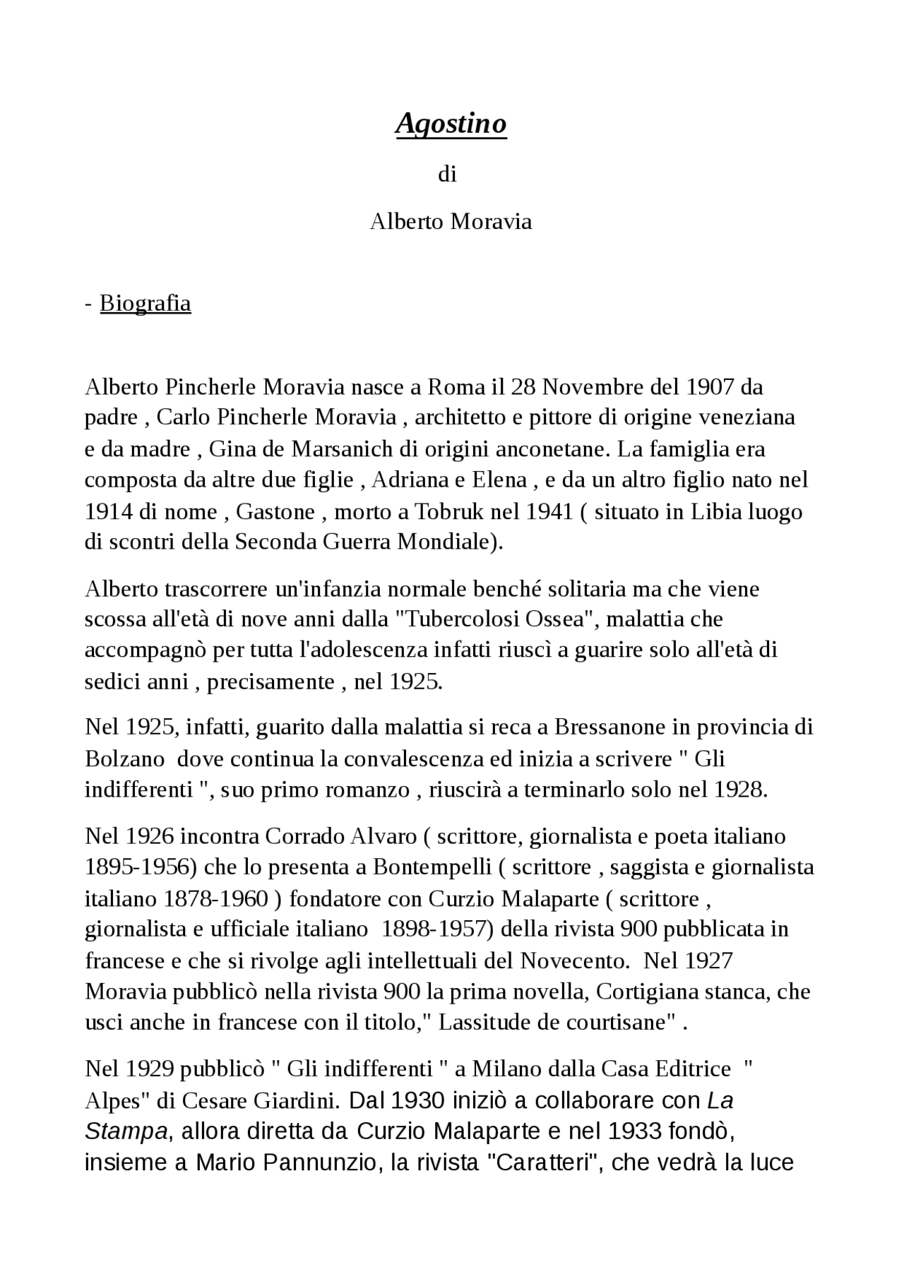 Agostino di Alberto Moravia Docsity