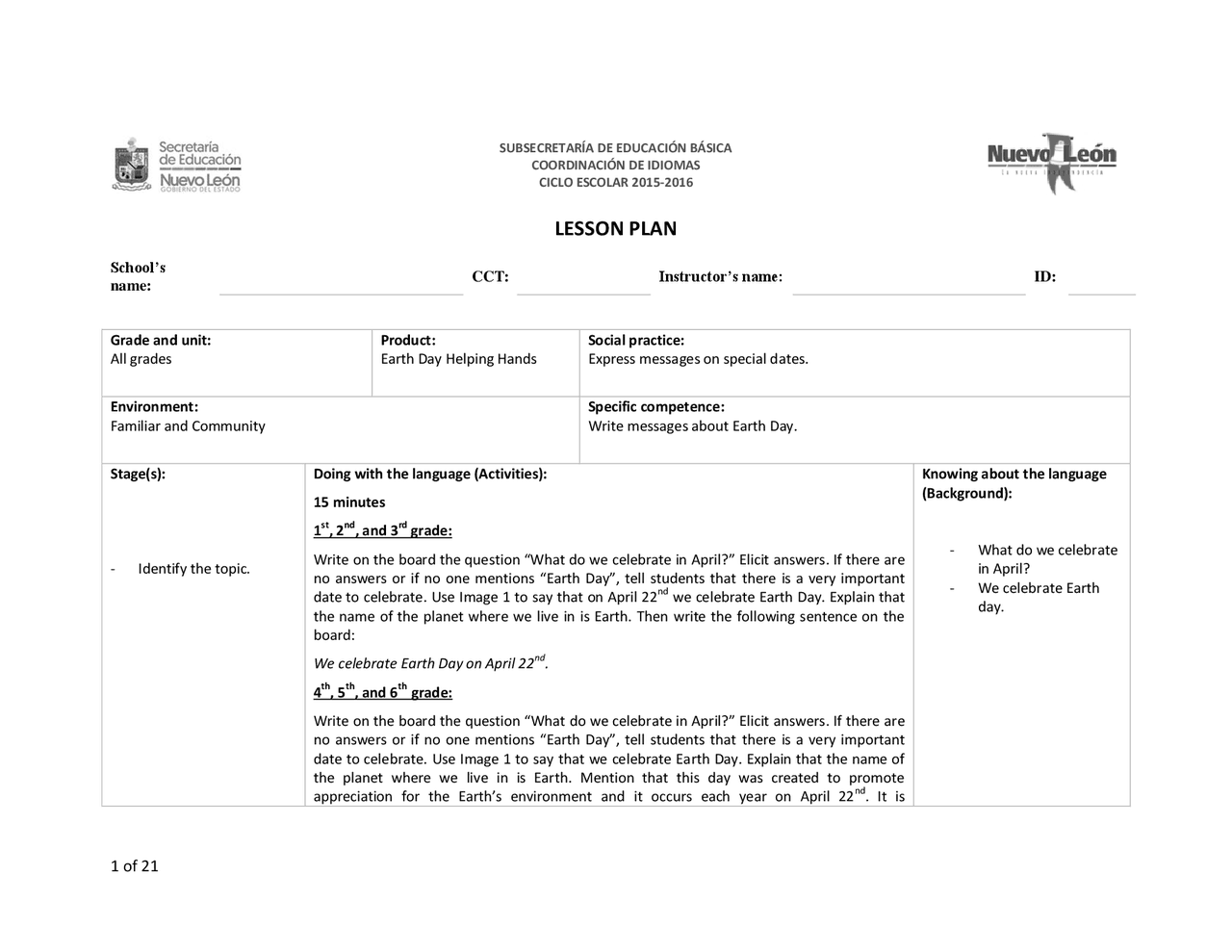 Earth Day Lesson Plan Docsity earth-day-lesson-plan-docsity