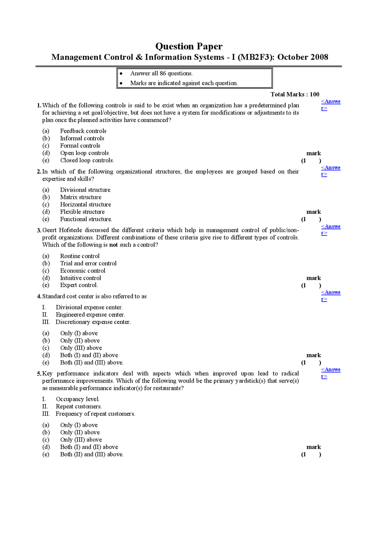 Management Control and Information System - Docsity