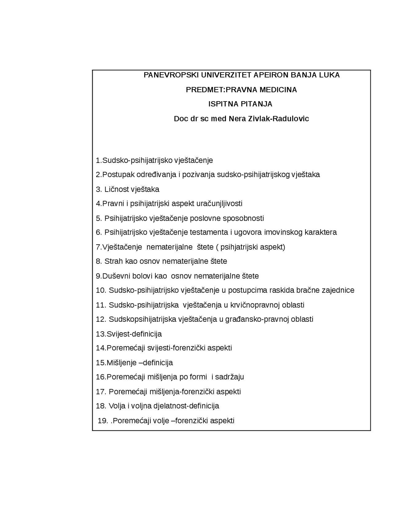 Ispitna Pitanja Pravna Medicina Ispiti Predlog Radno Pravo Docsity