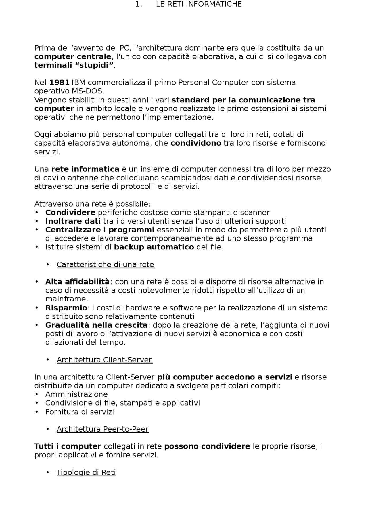 Le reti informatiche - Docsity