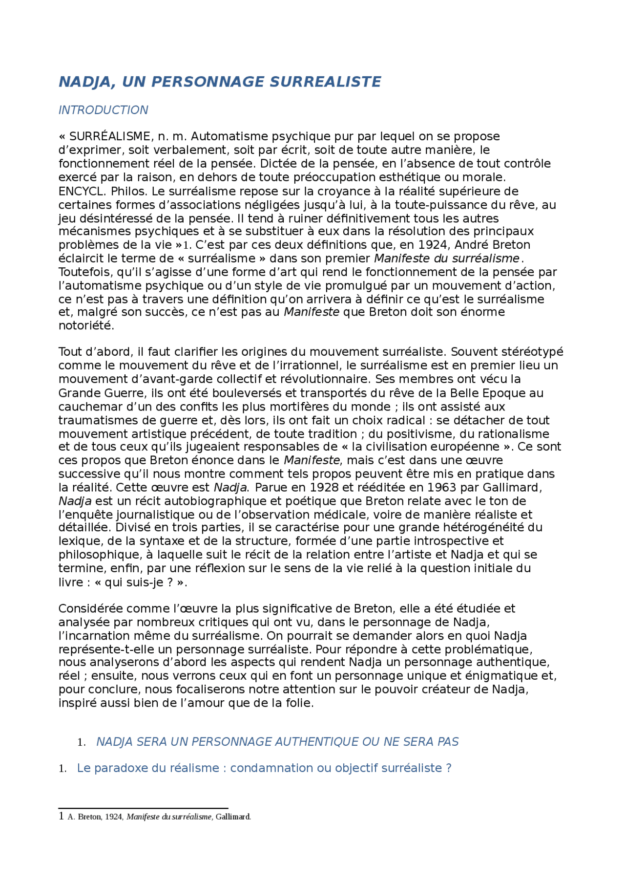 une rencontre nadja breton