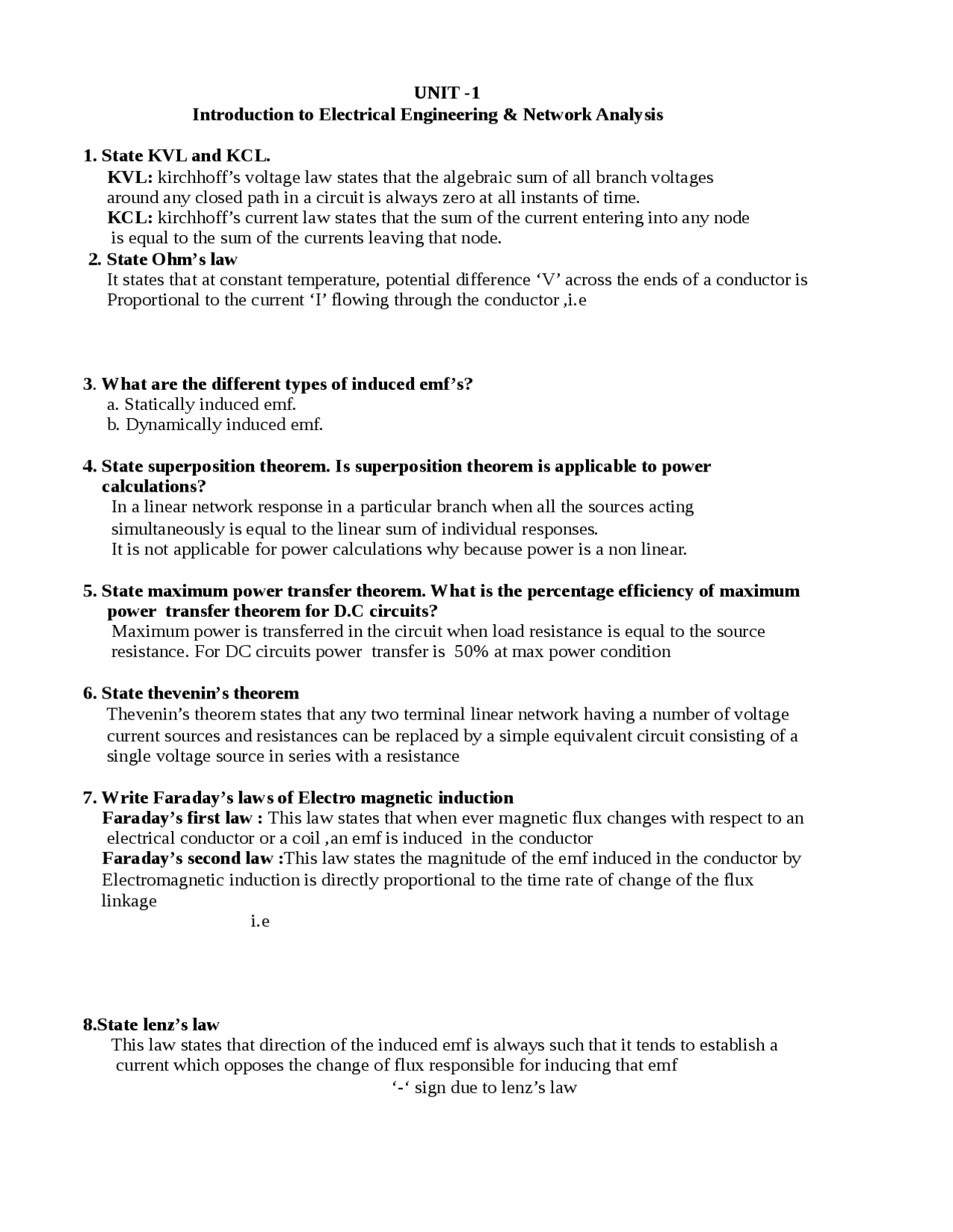 Basic electrical engineering one mark questions | Study notes ...