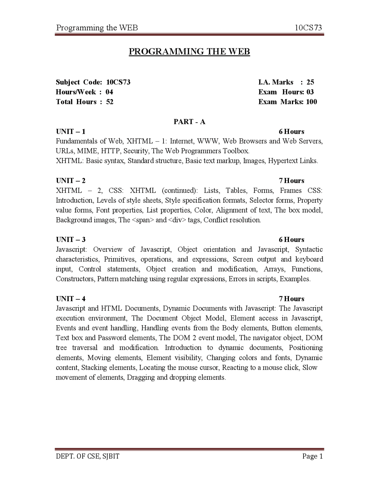 10cs73 question bank | Exams Web Programming and Technologies - Docsity
