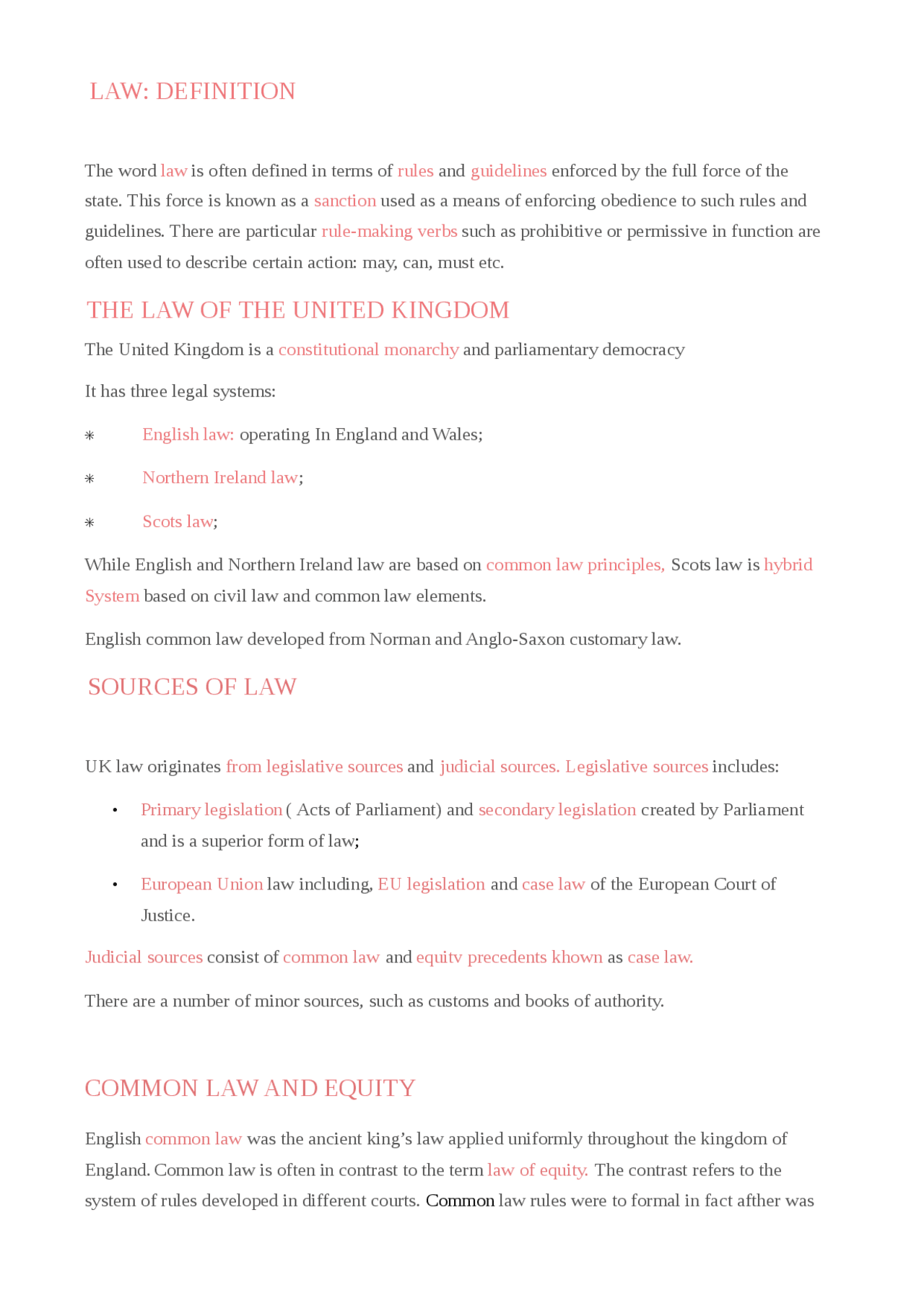Law traduzione prova orale Docsity