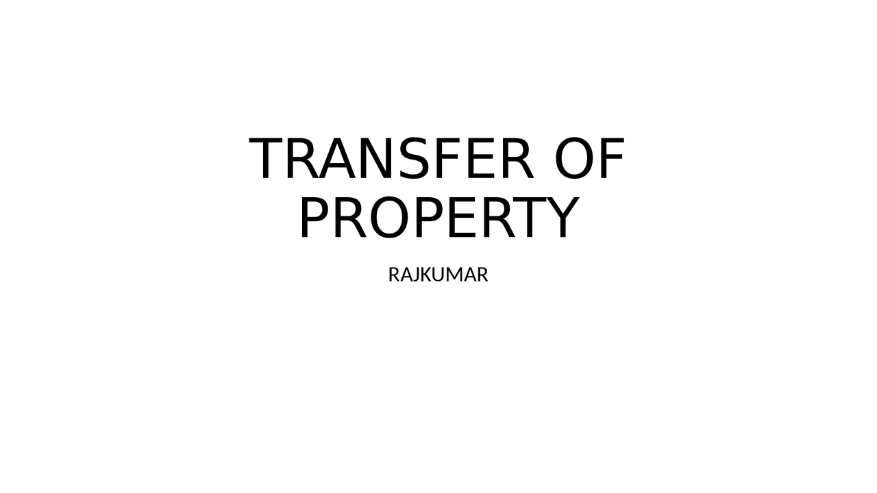 Introduction to transfer of immovable property Docsity