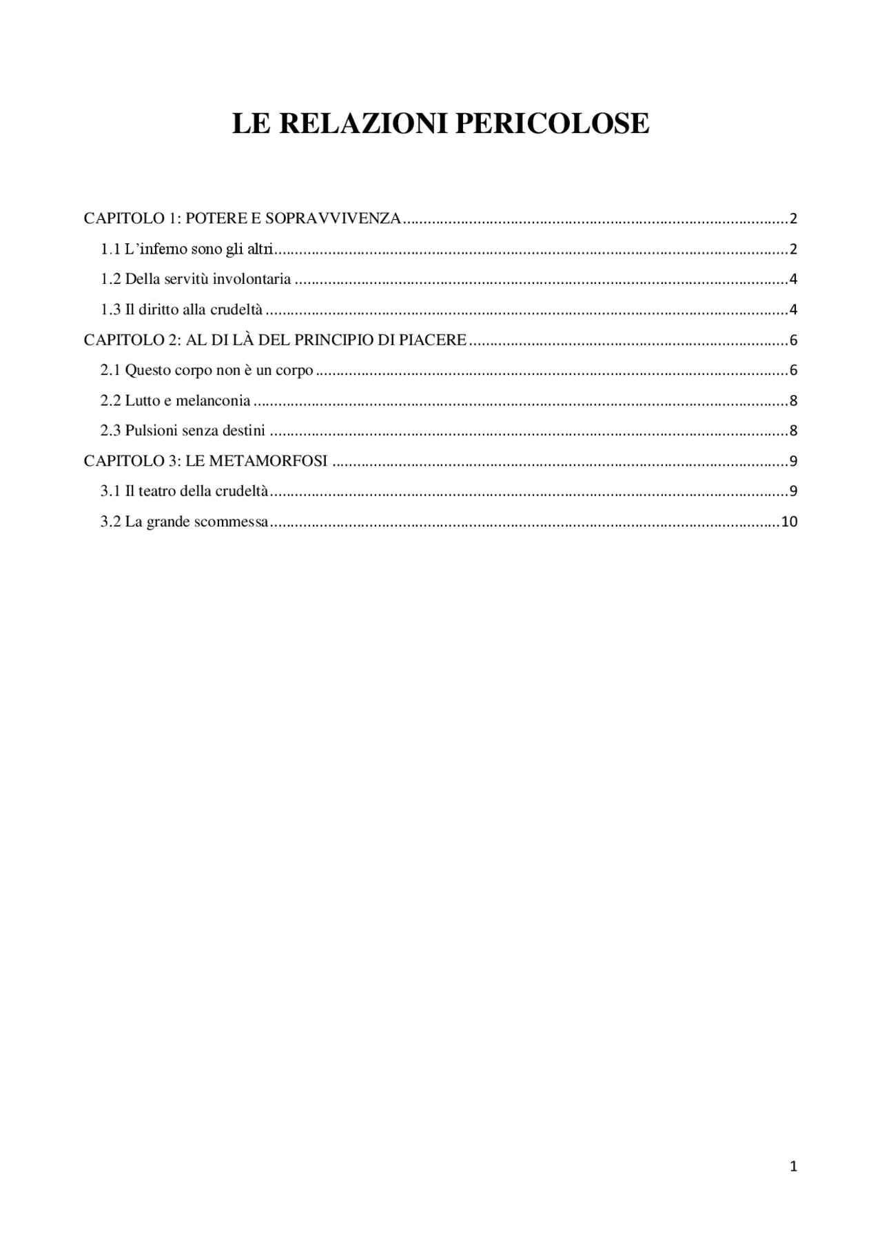 Le Relazioni Pericolose - Letteratura e Arti Visive - Docsity