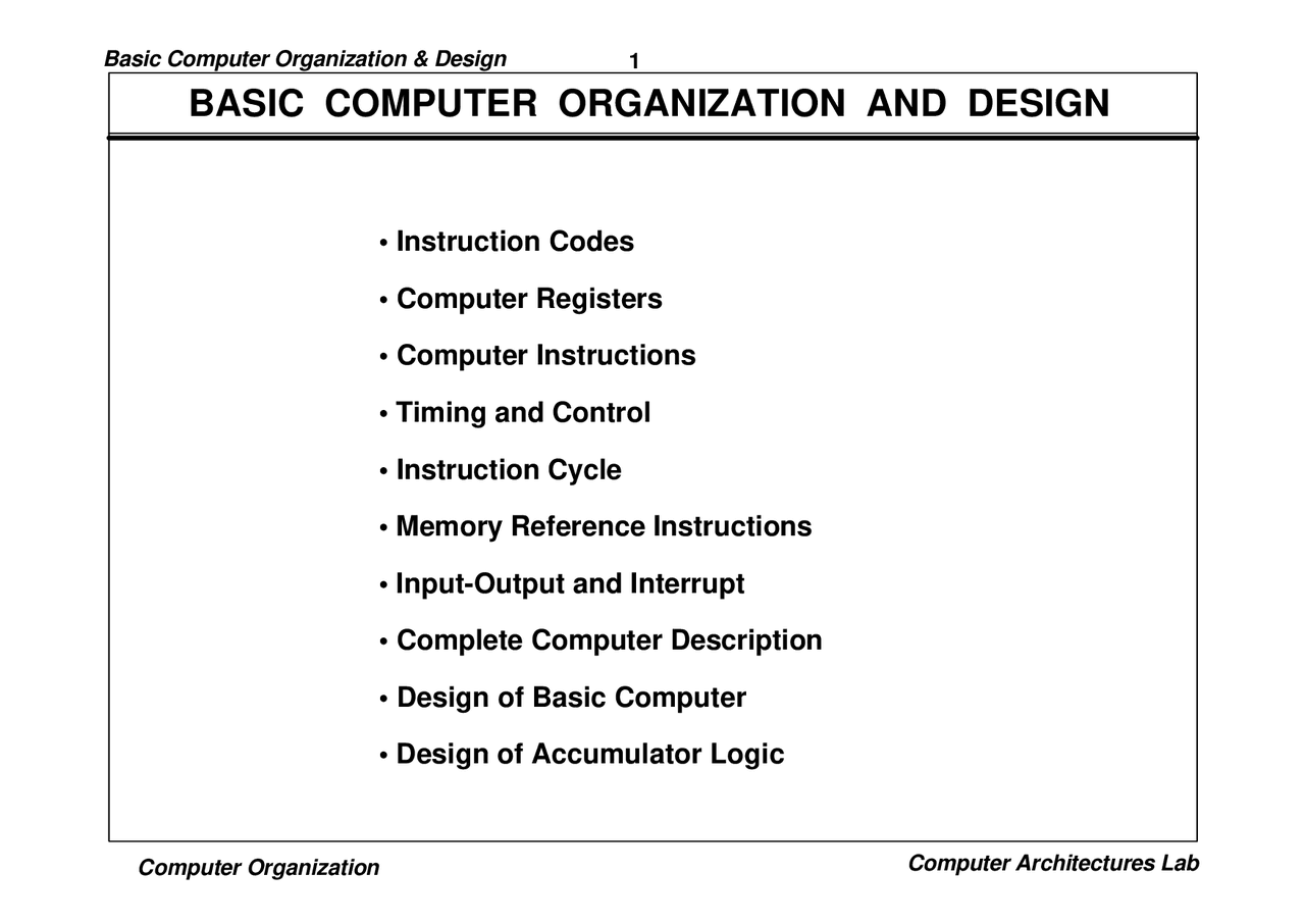 Basic computer system organisatiom | Lecture notes Computer System ...