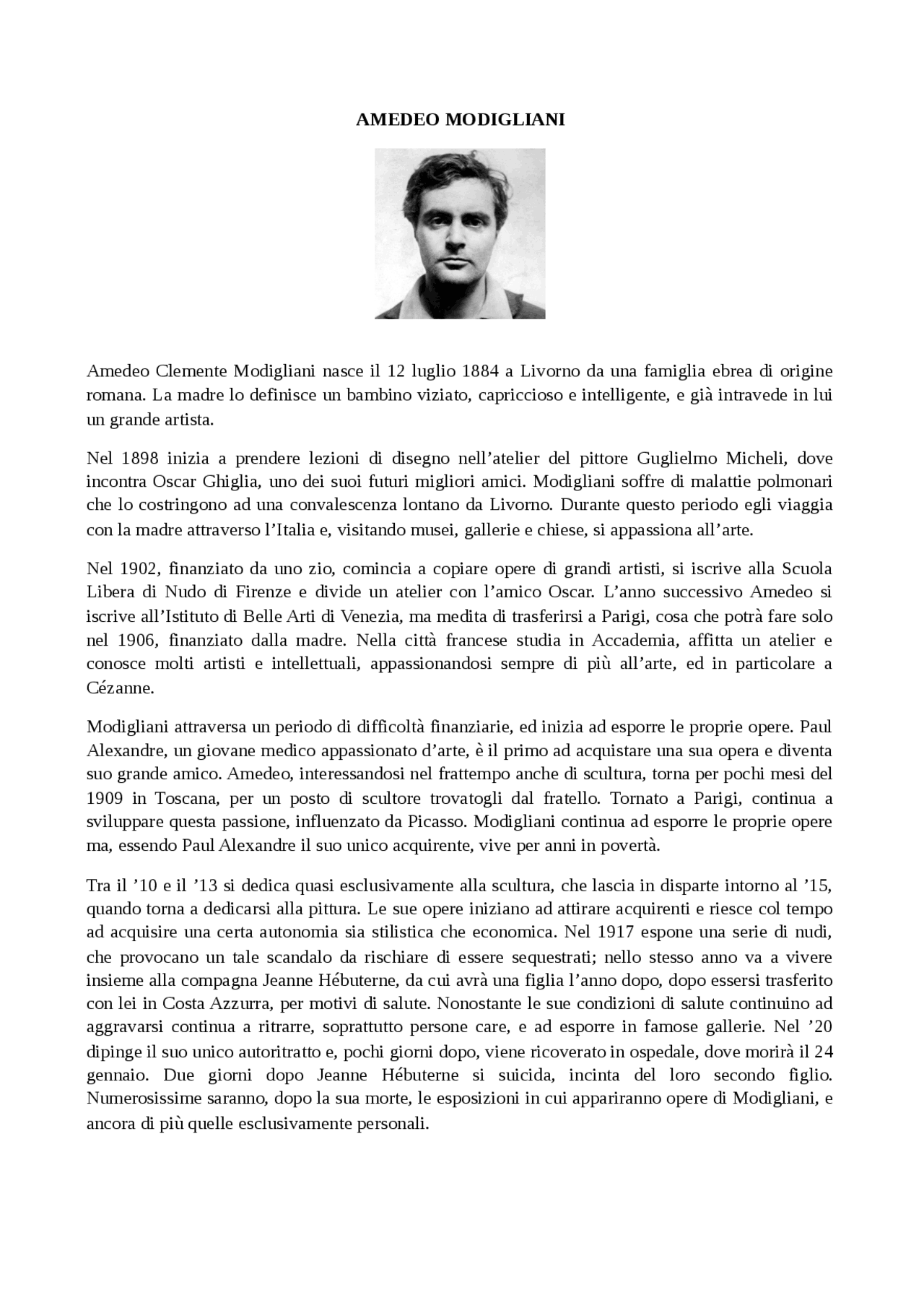 Amedeo Modigliani. Docsity