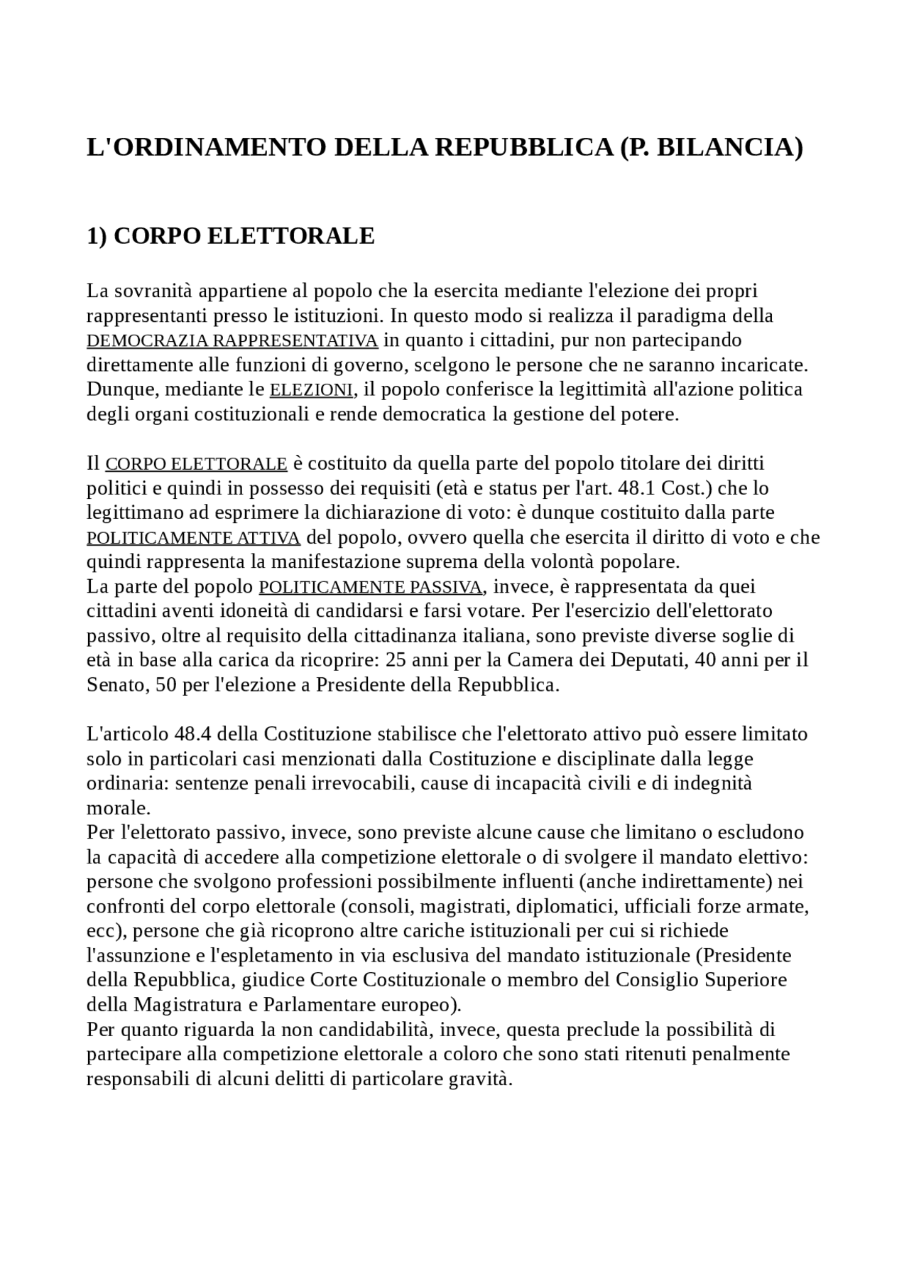 Ordinamento Repubblica Italiana Docsity