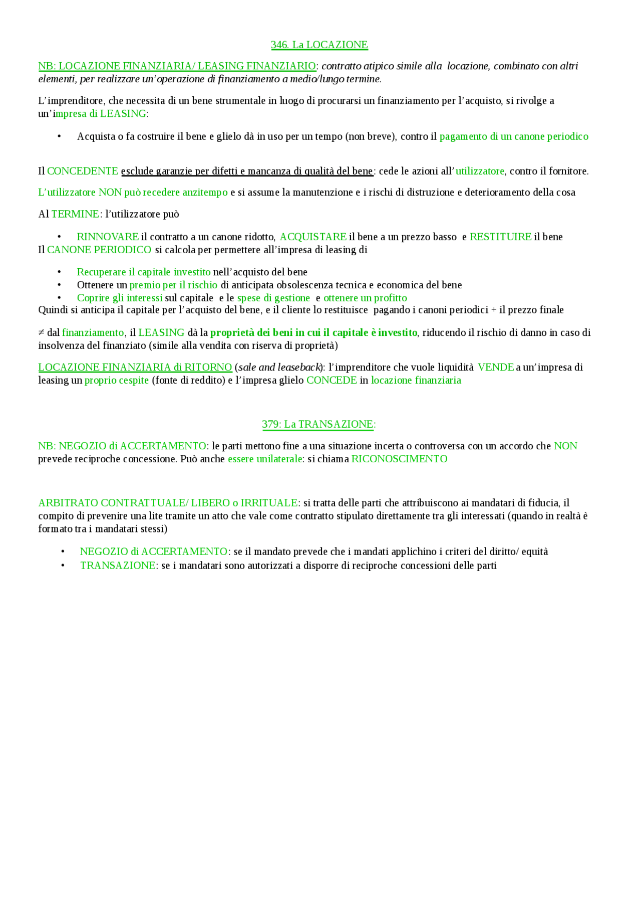 CONTRATTO di LEASING: TRIMARCHI - Docsity