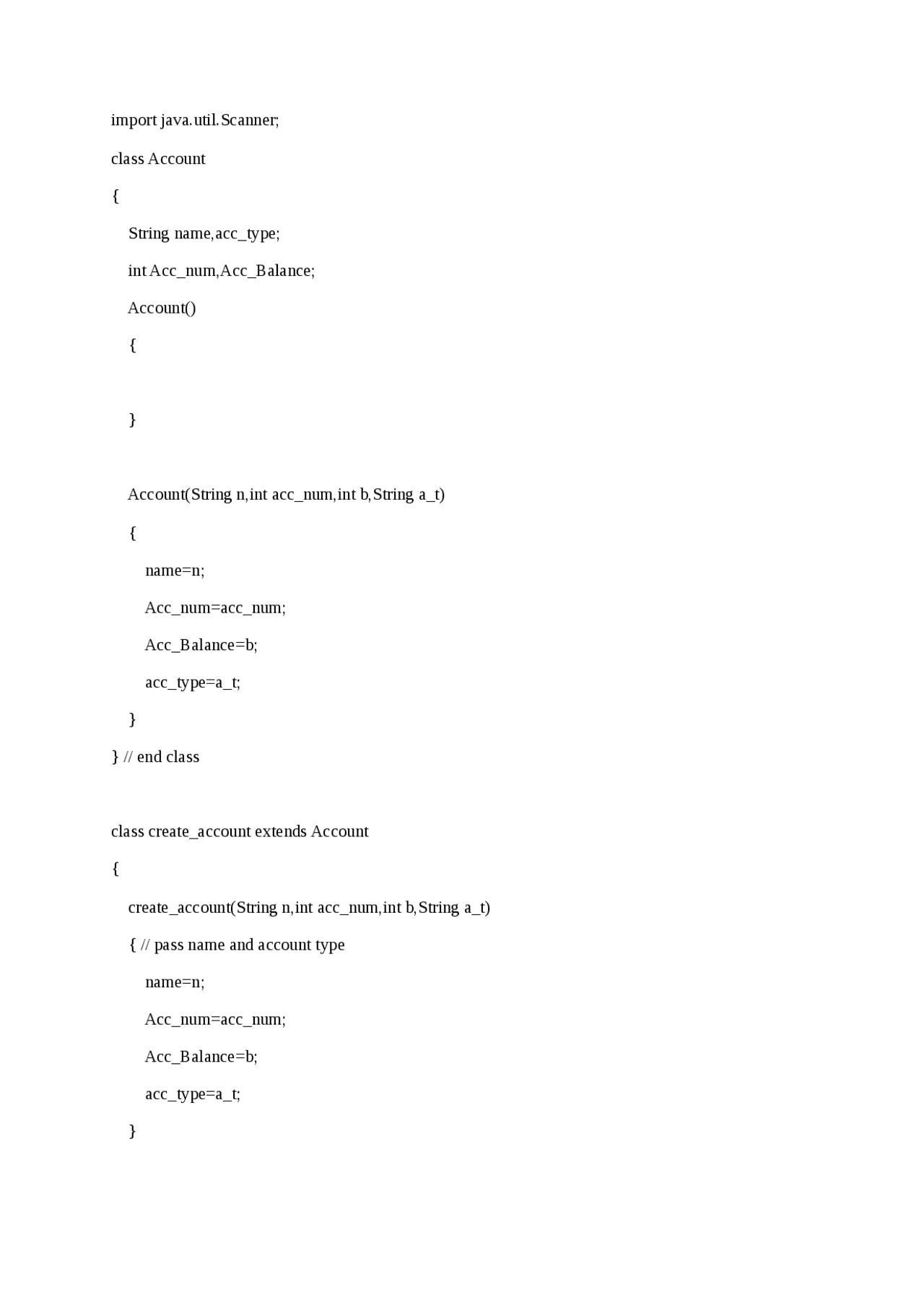 To create bank account management project in java - Docsity