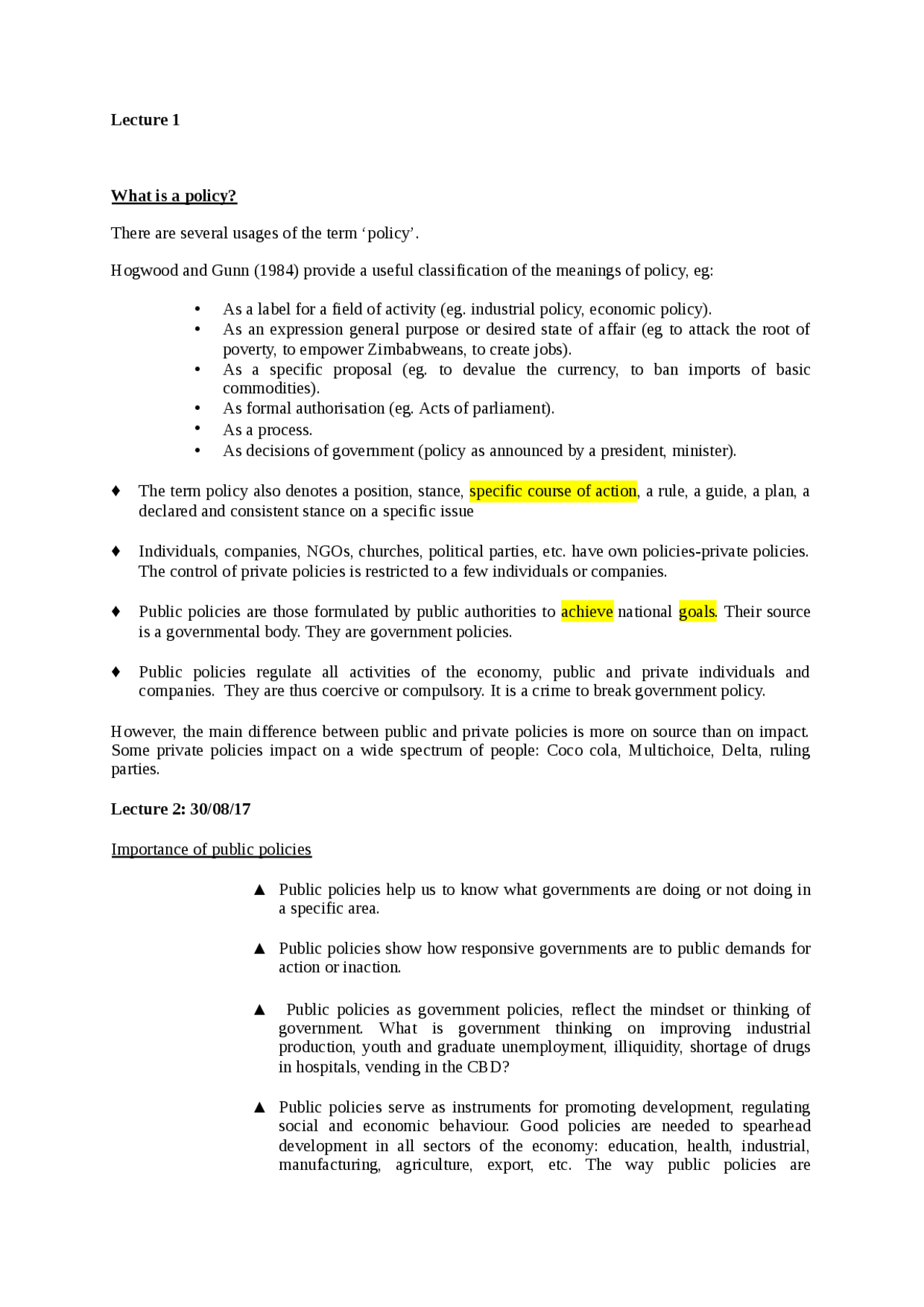 Public policy notes | Thesis Public Policy | Docsity