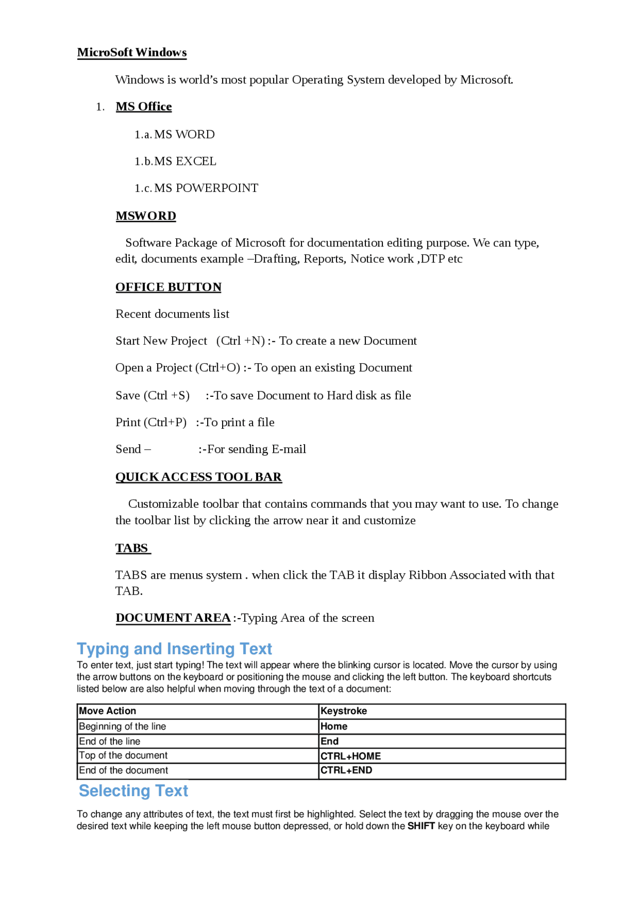 MS WORD Printed Notes - Docsity