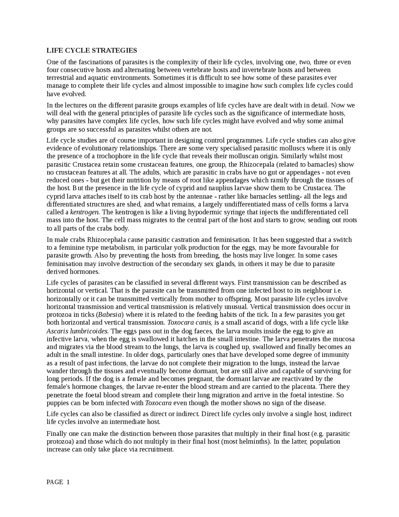 Parasites of the African Clawed Frog, Xenopus Docsity