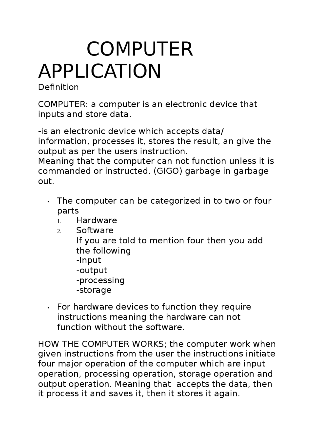 Computer lectures notes - Docsity