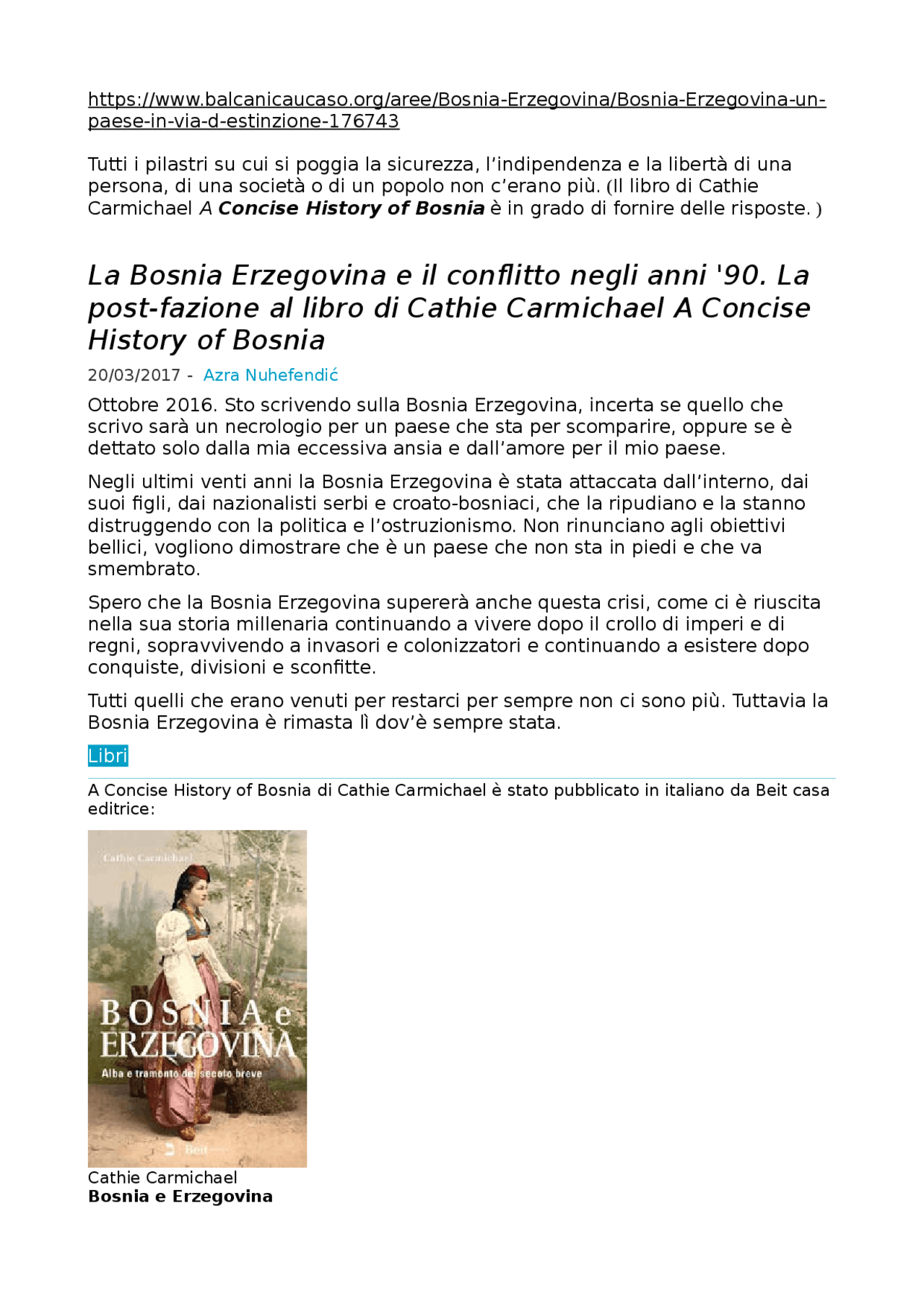 Guerra in Bosnia Erzegovina Appunti di Storia Docsity