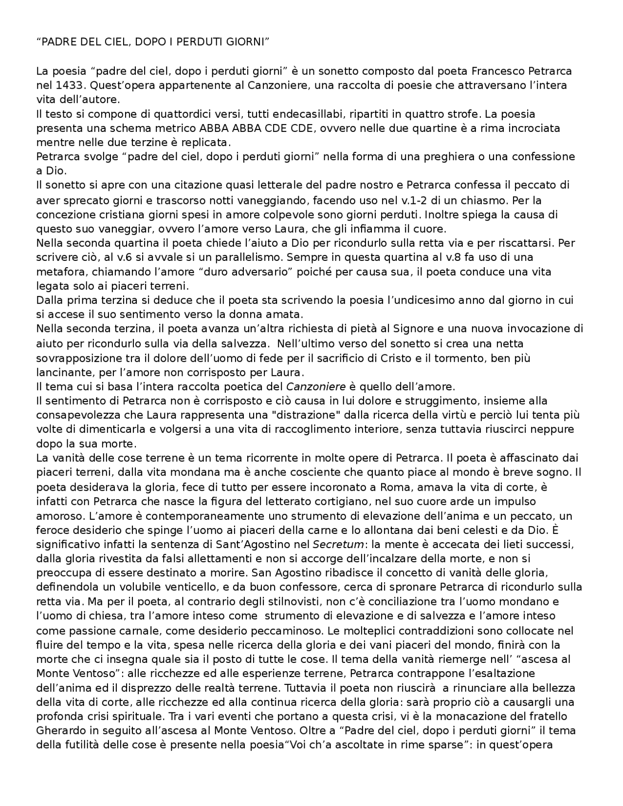 Benedetto Sia Il Giorno Il Mese E L'anno Parafrasi