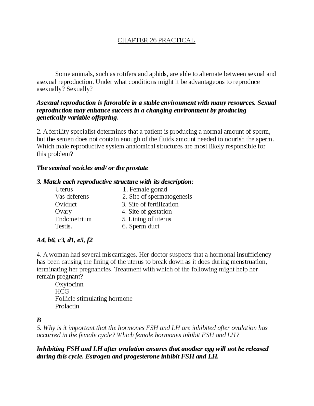 Practical exam chapter 26 - Docsity