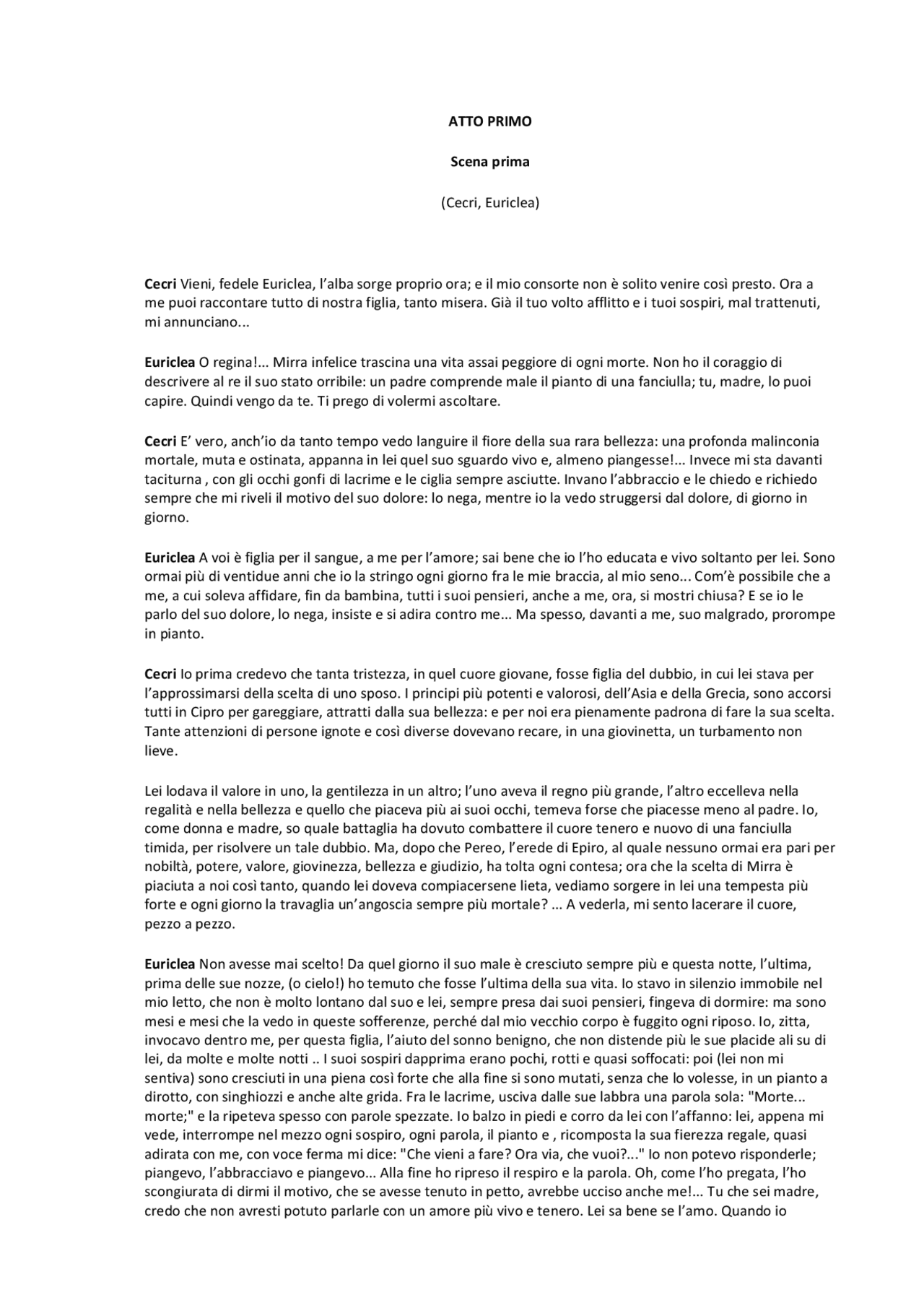 Parafrasi Mirra Alfieri Appunti di Letteratura Italiana Docsity