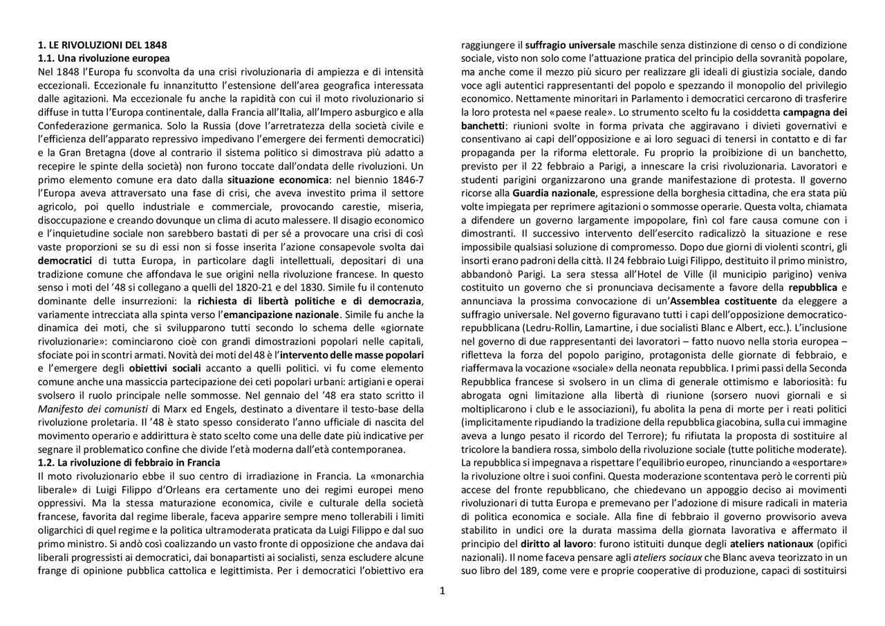 Riassunto completo e dettagliato del libro "Il mondo contemporaneo. Dal