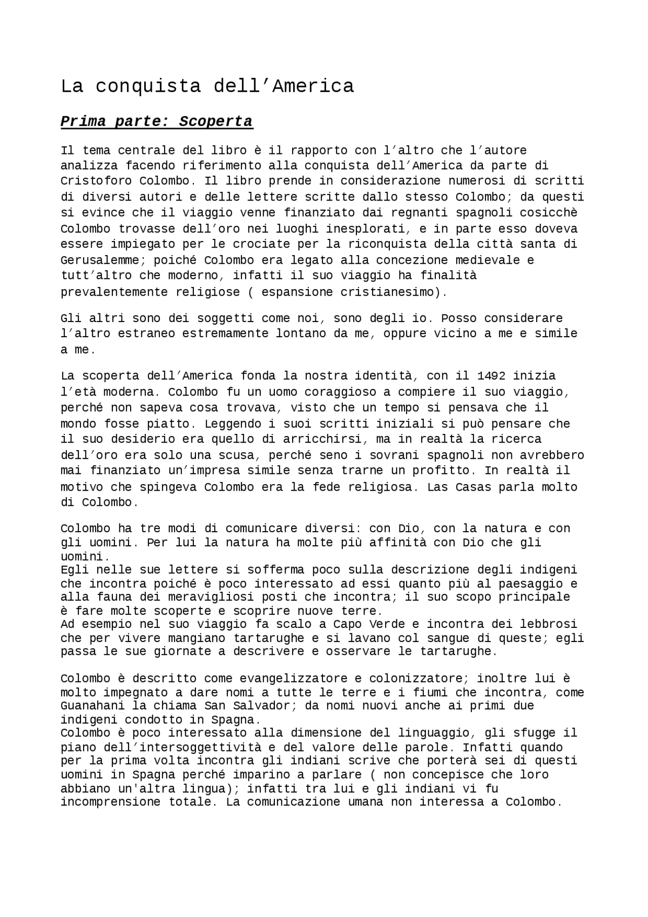 La conquista dell'America, il problema dell'altro Docsity La conquista dell'America, il problema dell'altro Docsity
