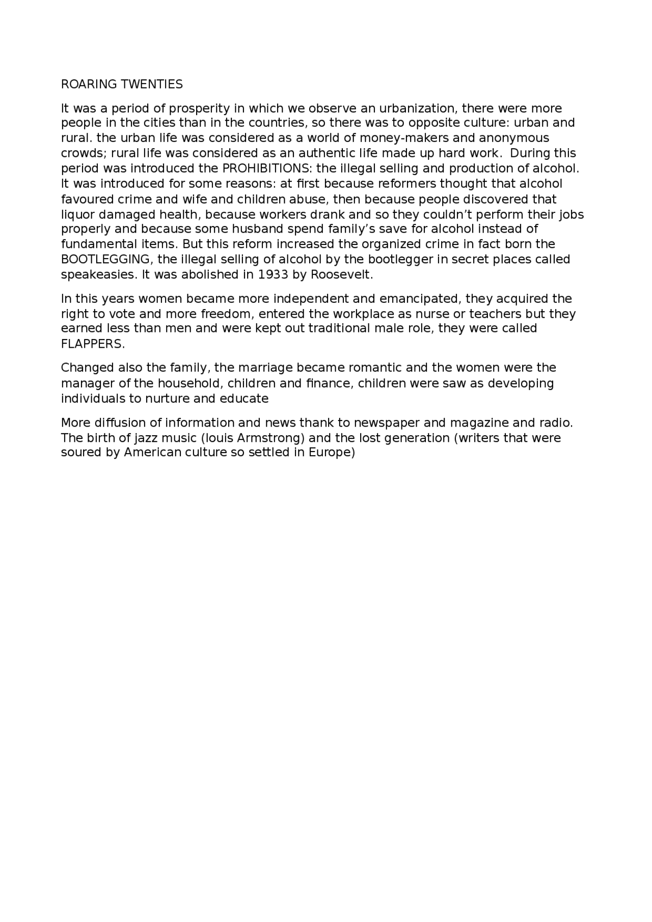 ROARING TWENTIES, THE TWENTIES AND THE WALL STREET CRASH Docsity